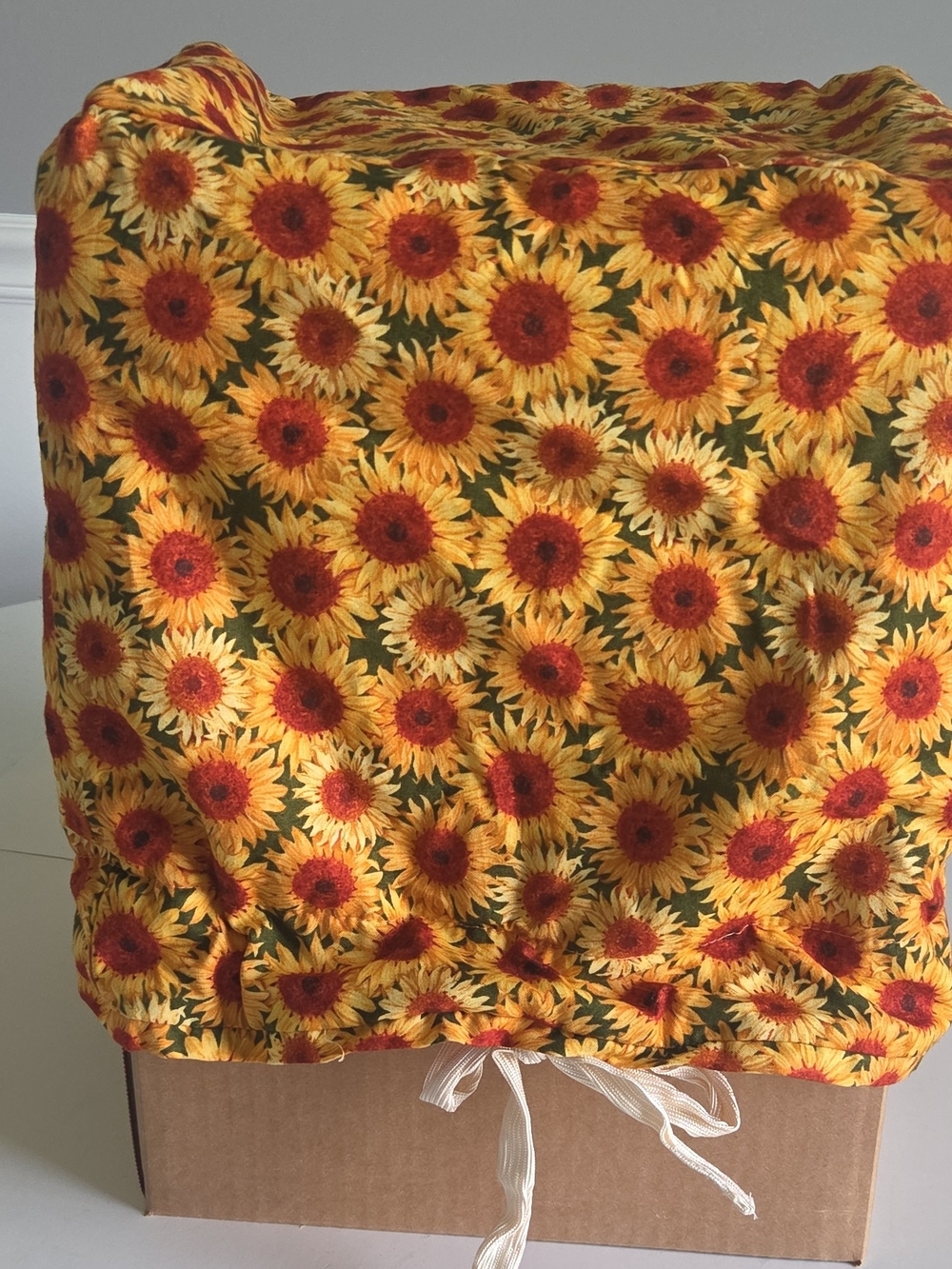 Sunflower Print Drawstring Fabric Appliance Cover 12"x10"x11"